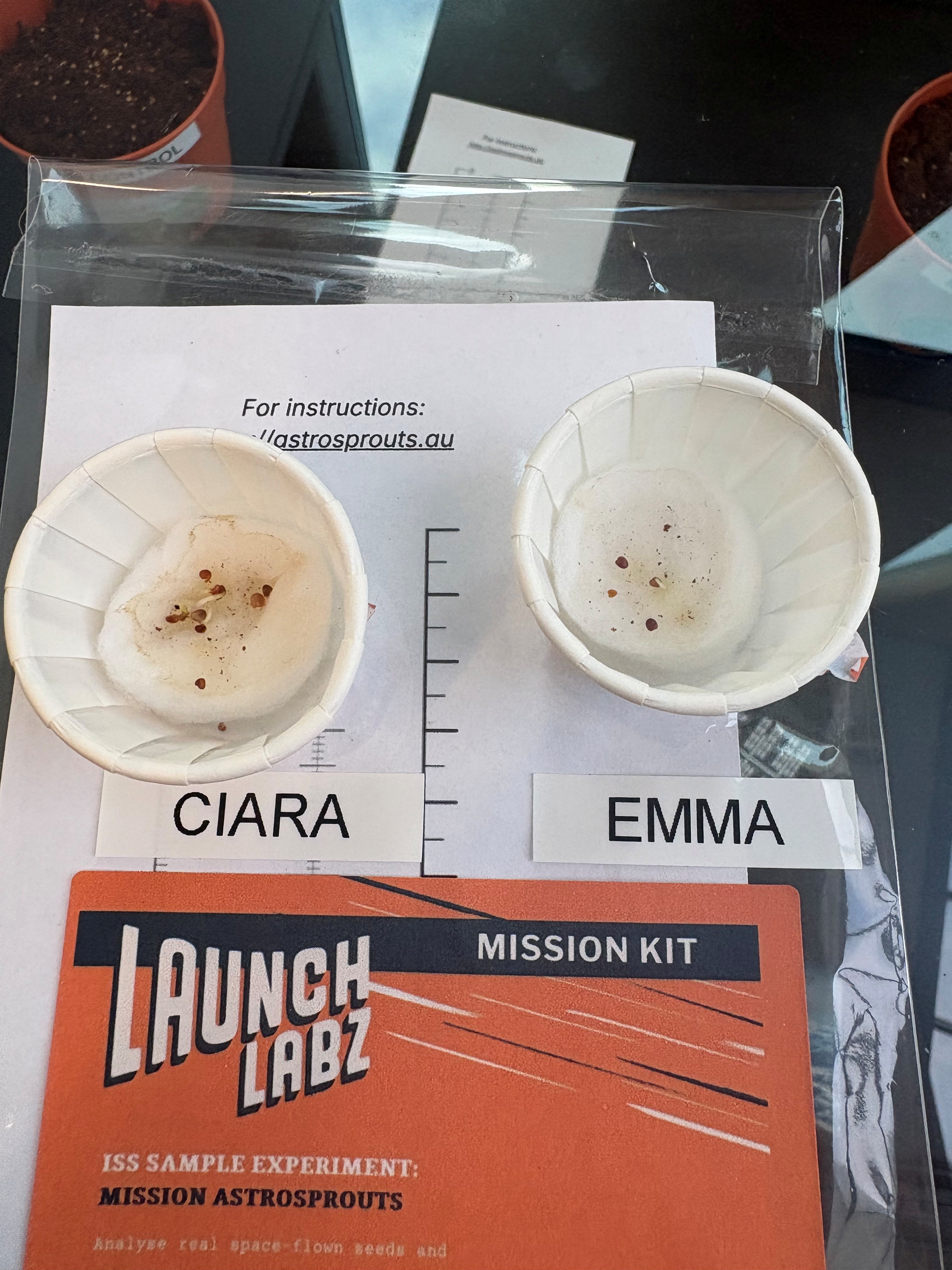 Photo of Emma (space) and Ciara (earth)